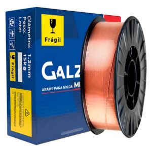 Arame de Solda MIG ER70S-6 1.2mm Rolo 15kg Galzer Cobreado Capa a Capa