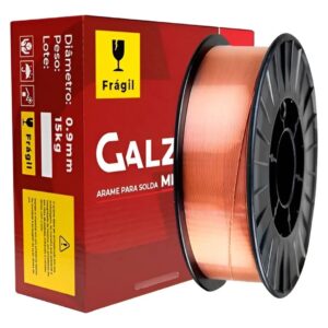 Arame de Solda MIG/MAG 0,9mm ER70S-6 Cobreado Rolo 15kg Carretel Plástico Galzer