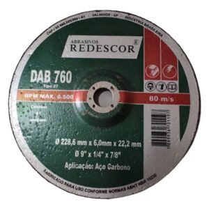 Disco de Desbaste de 9 Polegadas para Aço Carbono Redescor DAB 760